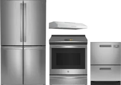 4 Piece Package Includes Refrigerator, Range, Hood And Dishwasher